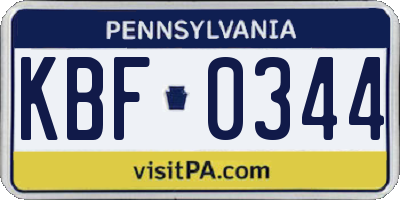 PA license plate KBF0344