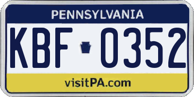 PA license plate KBF0352