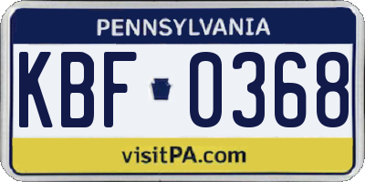 PA license plate KBF0368