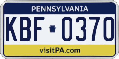 PA license plate KBF0370