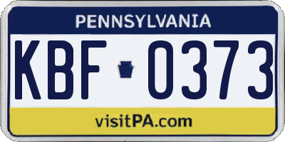 PA license plate KBF0373