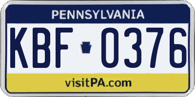PA license plate KBF0376