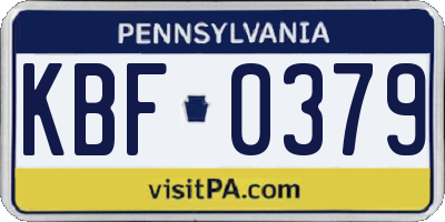 PA license plate KBF0379