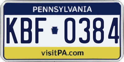 PA license plate KBF0384
