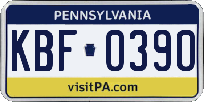 PA license plate KBF0390