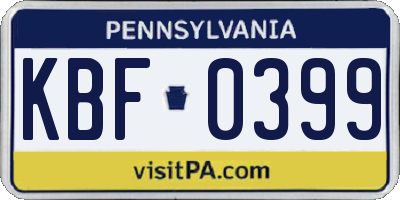PA license plate KBF0399