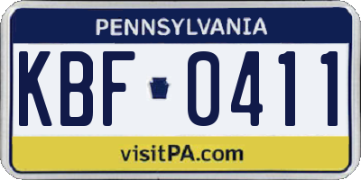 PA license plate KBF0411