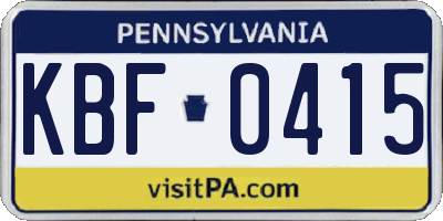 PA license plate KBF0415