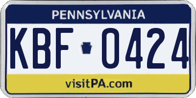 PA license plate KBF0424