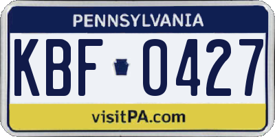 PA license plate KBF0427