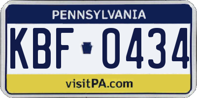 PA license plate KBF0434