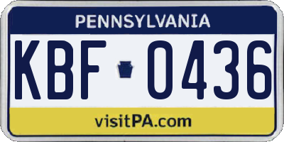 PA license plate KBF0436