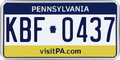 PA license plate KBF0437