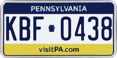 PA license plate KBF0438