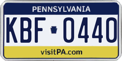 PA license plate KBF0440