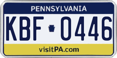 PA license plate KBF0446