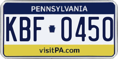 PA license plate KBF0450