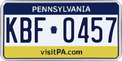 PA license plate KBF0457