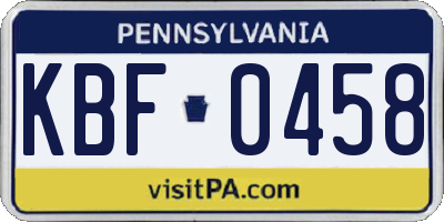 PA license plate KBF0458