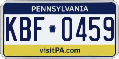 PA license plate KBF0459