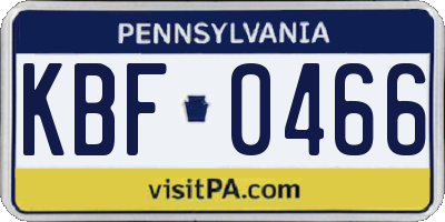 PA license plate KBF0466