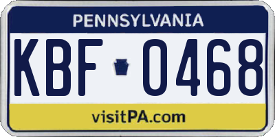 PA license plate KBF0468