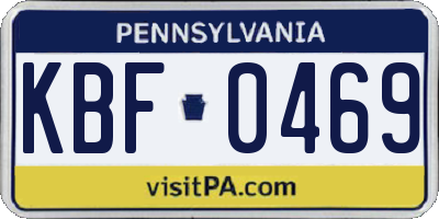 PA license plate KBF0469