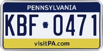 PA license plate KBF0471