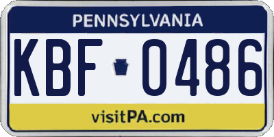PA license plate KBF0486