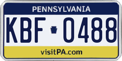 PA license plate KBF0488
