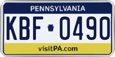PA license plate KBF0490