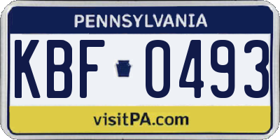 PA license plate KBF0493