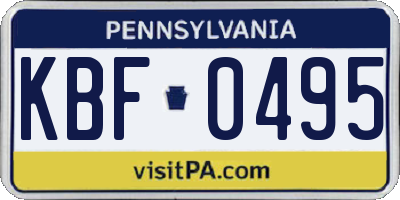 PA license plate KBF0495