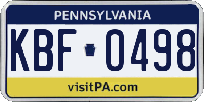 PA license plate KBF0498