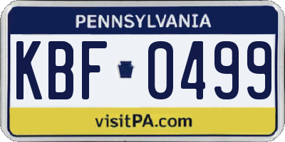 PA license plate KBF0499