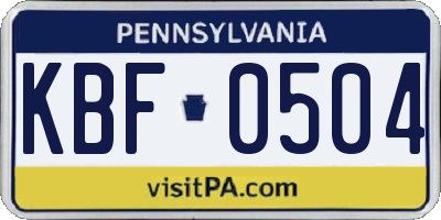 PA license plate KBF0504