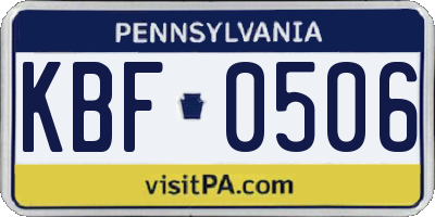 PA license plate KBF0506