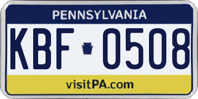 PA license plate KBF0508