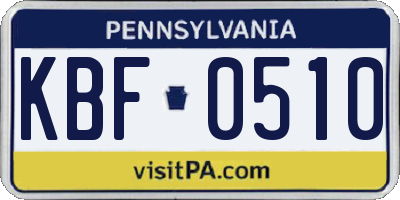 PA license plate KBF0510