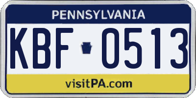 PA license plate KBF0513