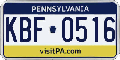 PA license plate KBF0516