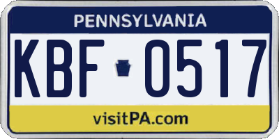 PA license plate KBF0517