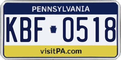 PA license plate KBF0518