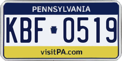 PA license plate KBF0519