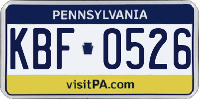 PA license plate KBF0526