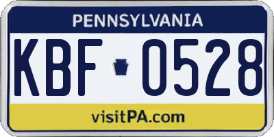 PA license plate KBF0528