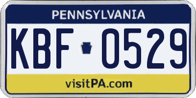 PA license plate KBF0529