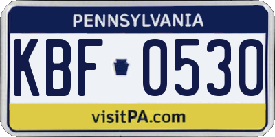 PA license plate KBF0530