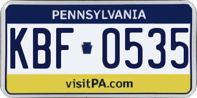 PA license plate KBF0535