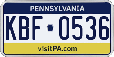 PA license plate KBF0536